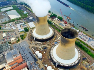 photograph of cooling towers