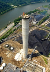 photograph of power plant smoke stack